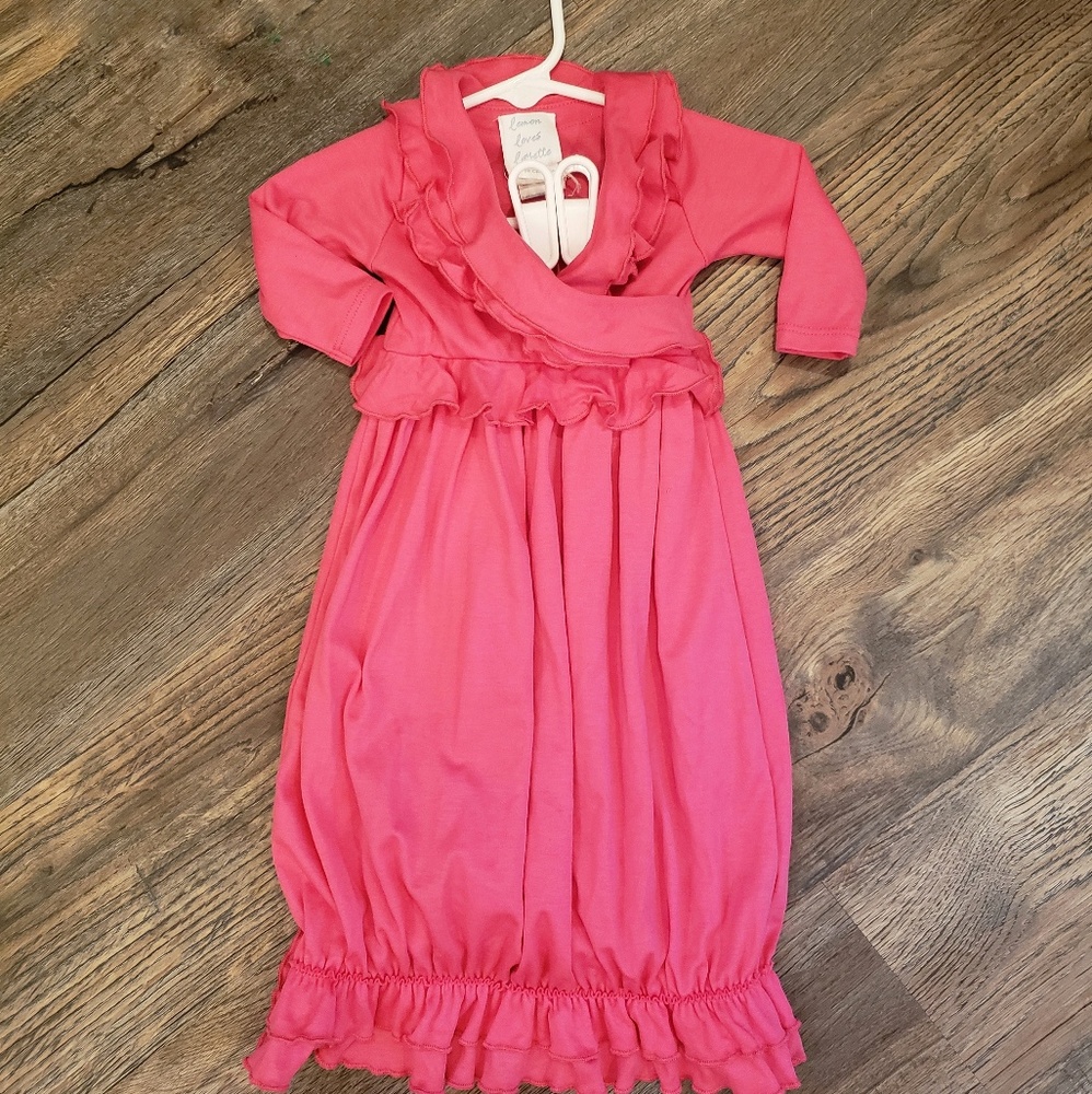 Lemon loves lime ruffle gown 0-3 months.